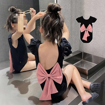 Meitenēm paredzēti viengabala peldkostīms ar lentīti, vasara 2024, vecuma 1–3 gadi