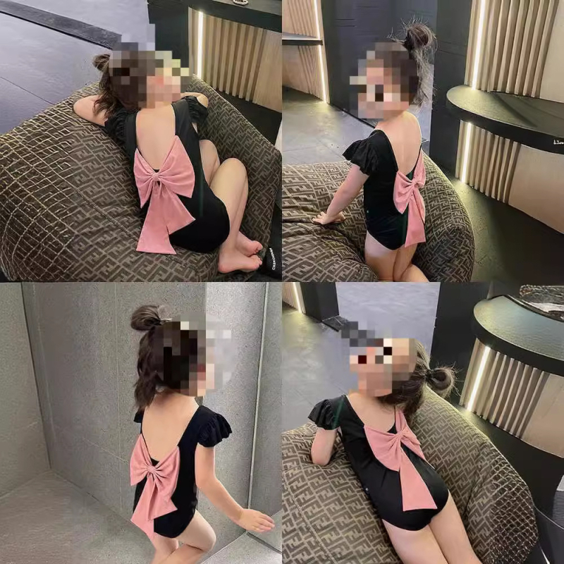 Meitenēm paredzēti viengabala peldkostīms ar lentīti, vasara 2024, vecuma 1–3 gadi