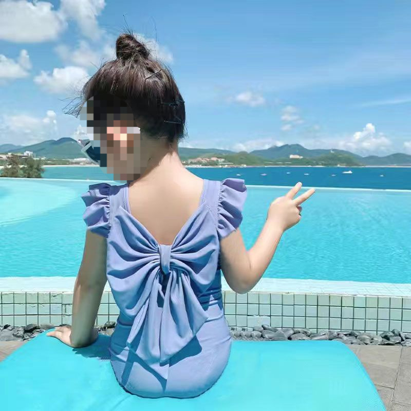 Meitenēm paredzēti viengabala peldkostīms ar lentīti, vasara 2024, vecuma 1–3 gadi