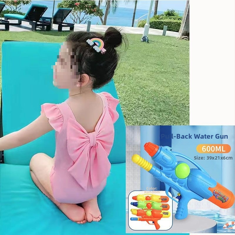 Meitenēm paredzēti viengabala peldkostīms ar lentīti, vasara 2024, vecuma 1–3 gadi