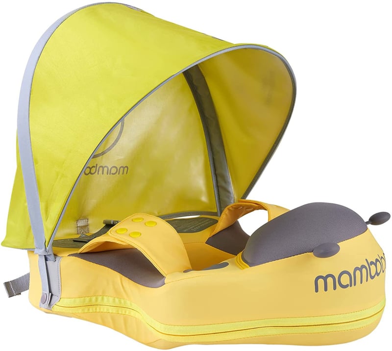 Baba úszógyűrű napvédő kialakítással és borulás elleni védelemmel, PU bevonat és belső PEARL FOAM, nyomtatott mintával