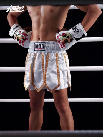 Uniszex Muay Thai/MMA edzőshortok szalagdíszítéssel, 100% poliészter