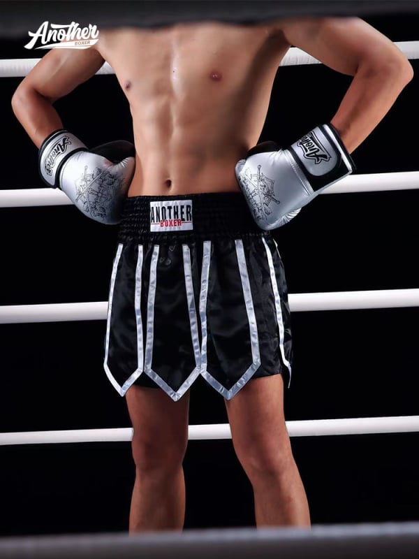 Uniszex Muay Thai/MMA edzőshortok szalagdíszítéssel, 100% poliészter