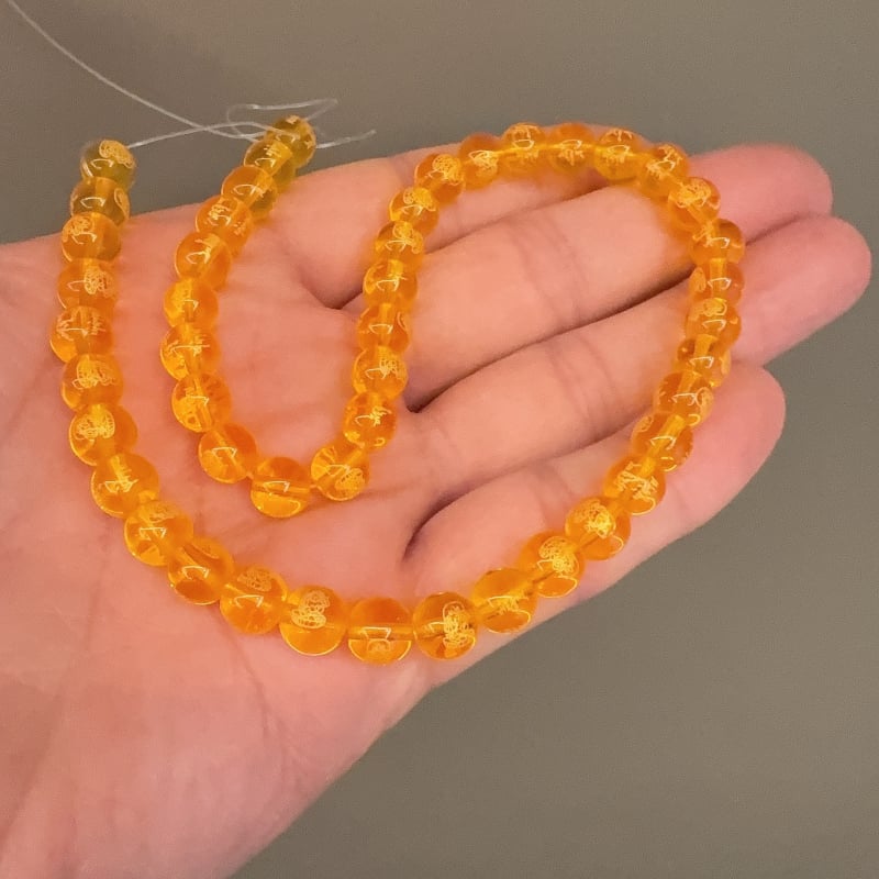 Pozlaćene perle sa šest znakova mantre za DIY nakit, laserski gravirane staklene perle, imitacija crnog ahata, okrugle perle, 10 cm niza