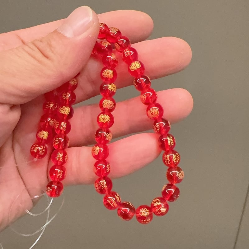 Pozlaćene perle sa šest znakova mantre za DIY nakit, laserski gravirane staklene perle, imitacija crnog ahata, okrugle perle, 10 cm niza
