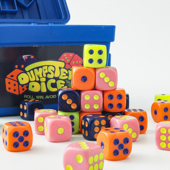 Dumpster Dice — brza obiteljska igra s kockicama, plastika/smola, East Promise, pakiranje u torbi, za uzrast 15–35