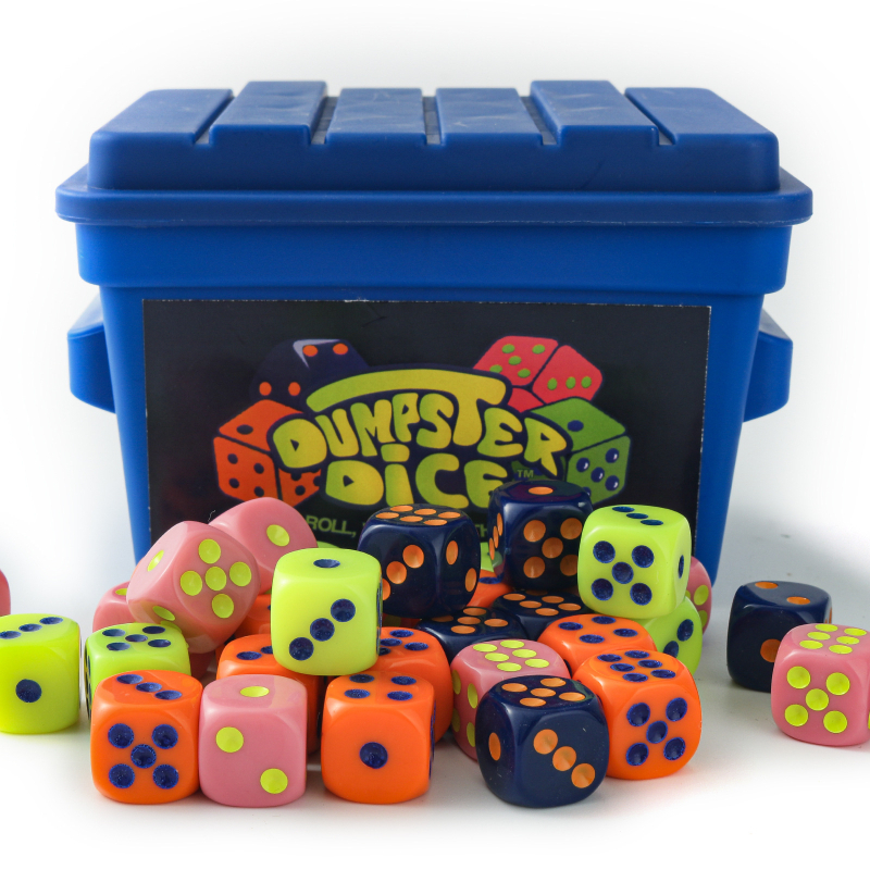 Dumpster Dice — brza obiteljska igra s kockicama, plastika/smola, East Promise, pakiranje u torbi, za uzrast 15–35