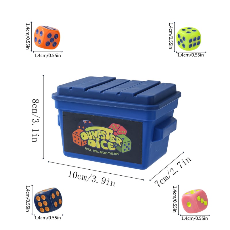 Dumpster Dice — brza obiteljska igra s kockicama, plastika/smola, East Promise, pakiranje u torbi, za uzrast 15–35