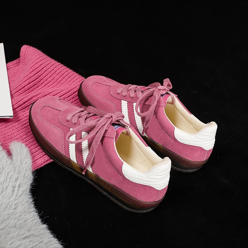 Damske kožne tenisice Strawberry Bear, moderni minimalistički stil, dvije plohe kože od govedine, nisko gležnja, 1-3 cm visina potplata, gumena potplat, prednje vezanje s vezicama