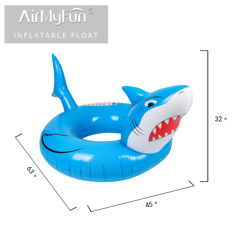 Odrasli plivački prsten s uzorkom ajkule — ekološki PVC, debljina 0,23 mm, plovnu igračku za vodu