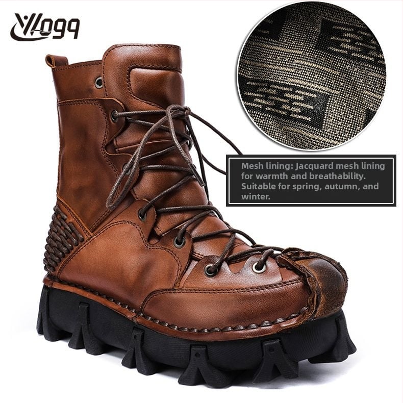 Vīriešu Martin zābaki, augsts augšējais materiāls — pilnās kvalitātes liellopu āda, gumijas zole, 3–5 cm papēdis, iekšējā odere no kokvilnas