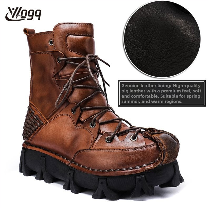 Vīriešu Martin zābaki, augsts augšējais materiāls — pilnās kvalitātes liellopu āda, gumijas zole, 3–5 cm papēdis, iekšējā odere no kokvilnas