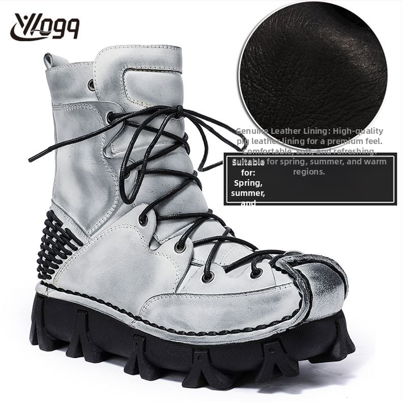 Vīriešu Martin zābaki, augsts augšējais materiāls — pilnās kvalitātes liellopu āda, gumijas zole, 3–5 cm papēdis, iekšējā odere no kokvilnas