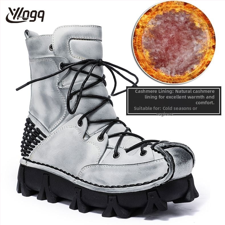 Vīriešu Martin zābaki, augsts augšējais materiāls — pilnās kvalitātes liellopu āda, gumijas zole, 3–5 cm papēdis, iekšējā odere no kokvilnas