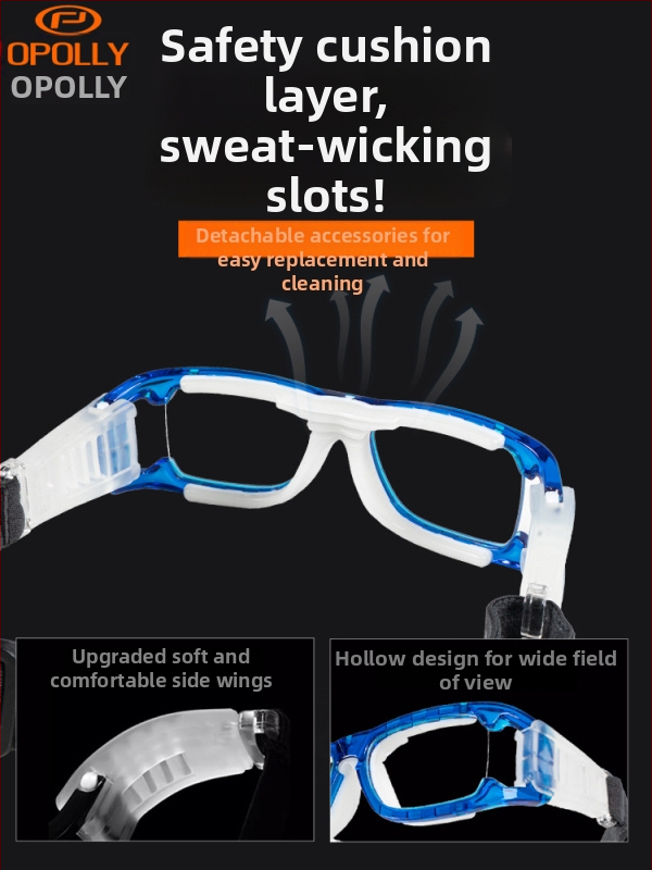 OPOLLY L006 Športové okuliare na miopiu, PC rám, unisex, vymeniteľné šošovky, odnímateľné ramená