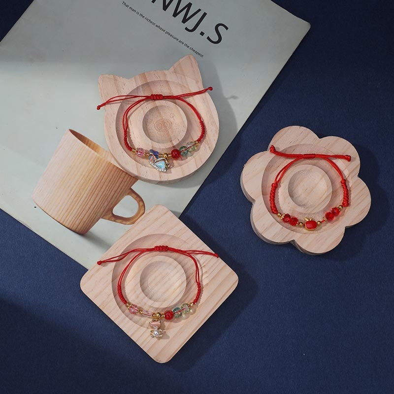 Masīva koka rotaslietu displeja statīvs, pig-cat forma, gravēšana, zīmols Boting