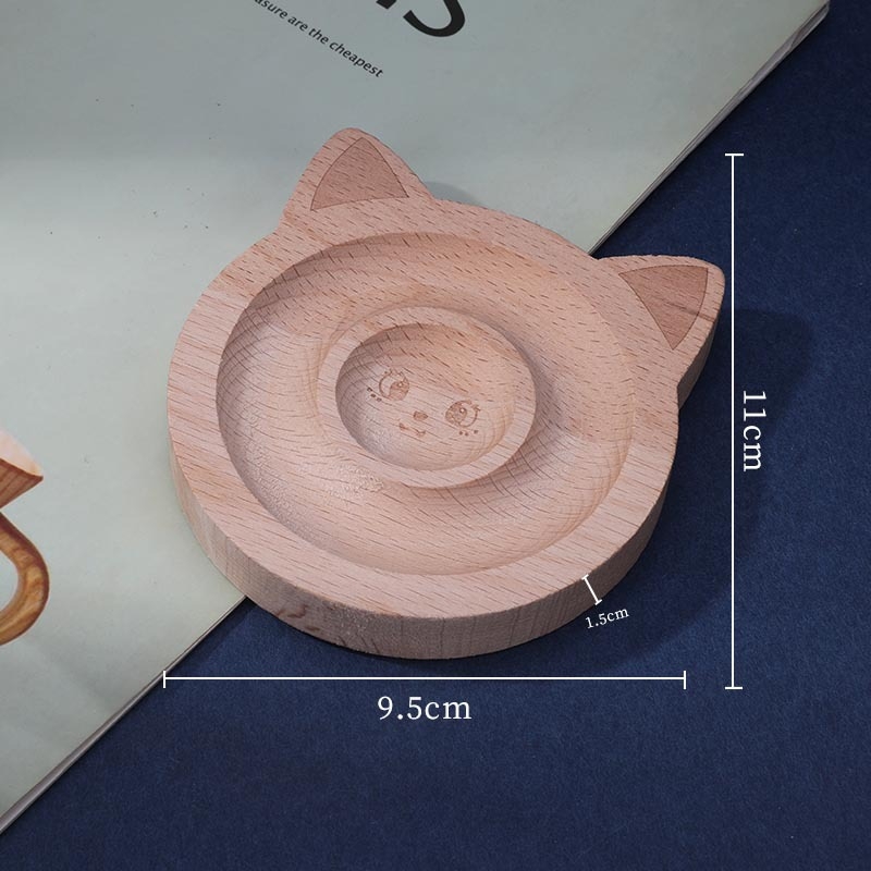 Masīva koka rotaslietu displeja statīvs, pig-cat forma, gravēšana, zīmols Boting