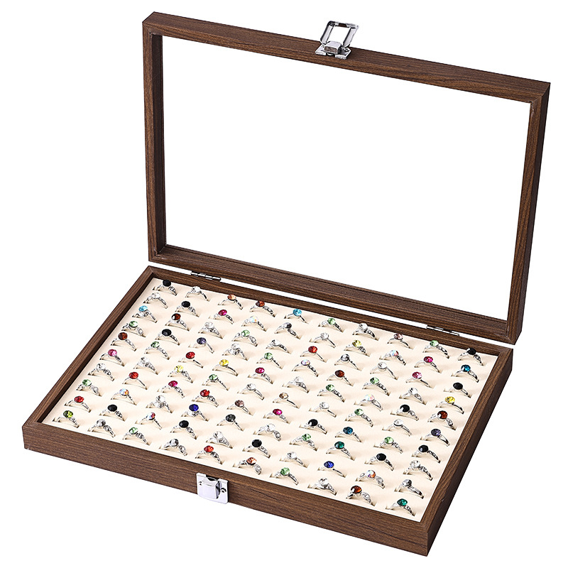 Medinė juvelyrinių dirbinių dėžutė su dangčiu — dulkėms ir drėgmei atspari, stalinis dizainas, vieno aukšto, skirta juvelyrikai