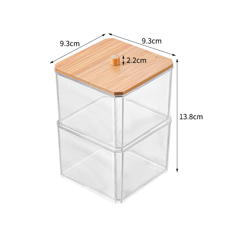 Cutie de depozitare pentru bețișoare demachiante, pătrată, din plastic, cu capac, protecție împotriva prafului