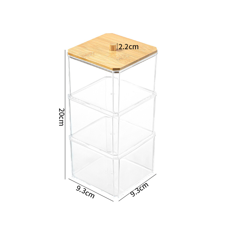 Cutie de depozitare pentru bețișoare demachiante, pătrată, din plastic, cu capac, protecție împotriva prafului