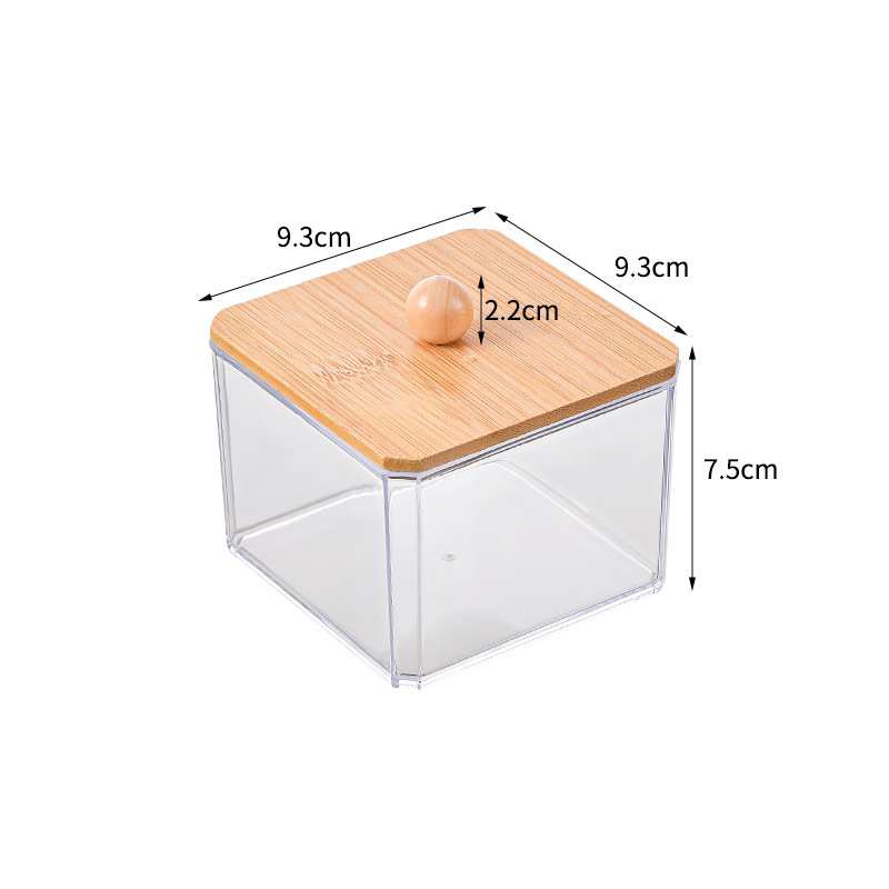 Cutie de depozitare pentru bețișoare demachiante, pătrată, din plastic, cu capac, protecție împotriva prafului