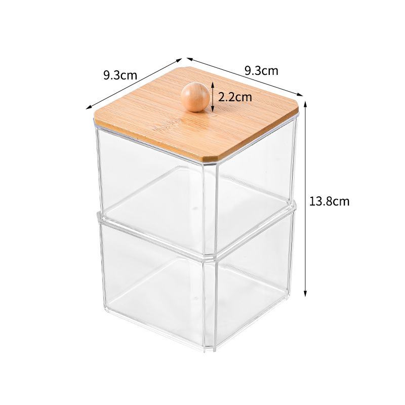 Cutie de depozitare pentru bețișoare demachiante, pătrată, din plastic, cu capac, protecție împotriva prafului