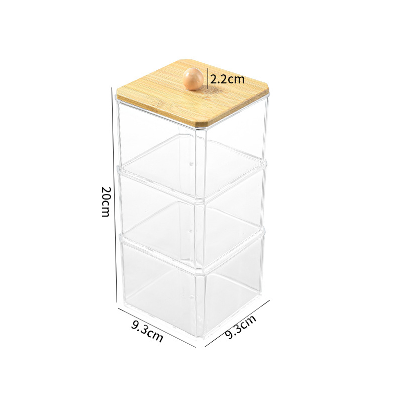 Cutie de depozitare pentru bețișoare demachiante, pătrată, din plastic, cu capac, protecție împotriva prafului