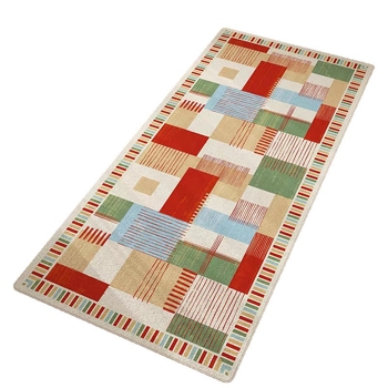 Etnički stil prostirka uz rub kreveta, kvadratičnog oblika, umjetni kašmir, digitalni tisak, crtani motiv, periva, pogodna za dnevni boravak i spavaću sobu.