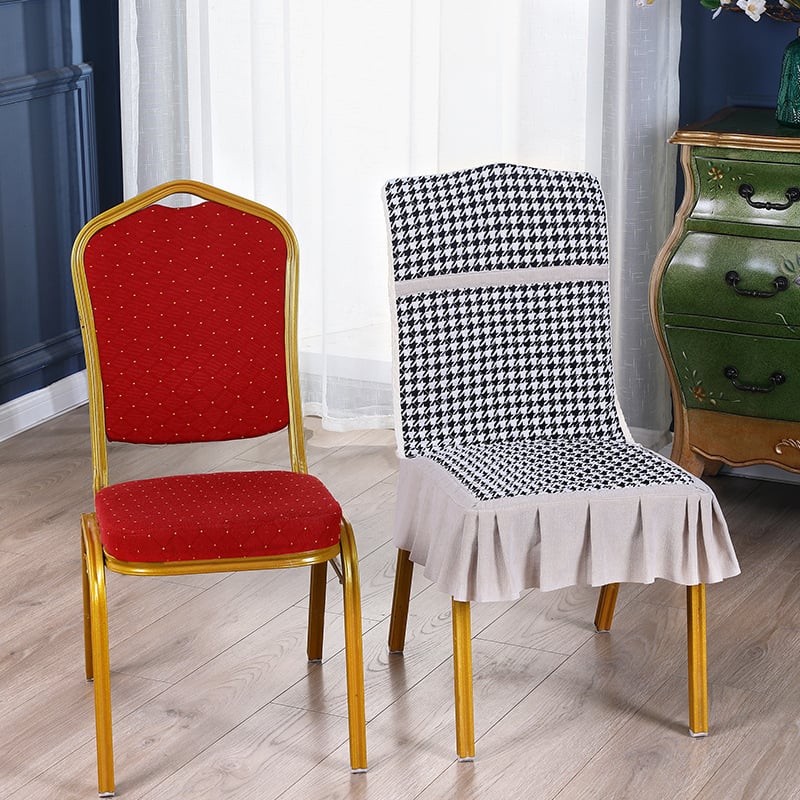 Navlaka za stolicu za hotel – Materijal: poliuretansko elastinsko vlakno (spandex); Oblik: kvadratni oblik; Uzorak: mreža; Funkcija: otpornost na visoke temperature; Stil: jednostavan i moderan
