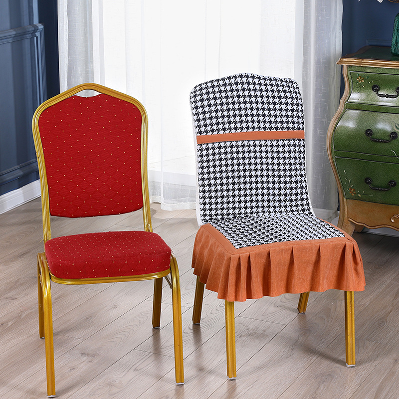Navlaka za stolicu za hotel – Materijal: poliuretansko elastinsko vlakno (spandex); Oblik: kvadratni oblik; Uzorak: mreža; Funkcija: otpornost na visoke temperature; Stil: jednostavan i moderan