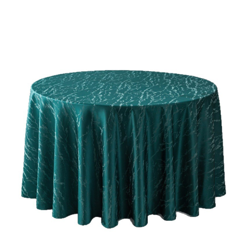 Apskritos formos stalo sijonėlis iš poliesterio žakardo su gėlėtu raštu – viešbučio stiliaus banketinėms salėms.