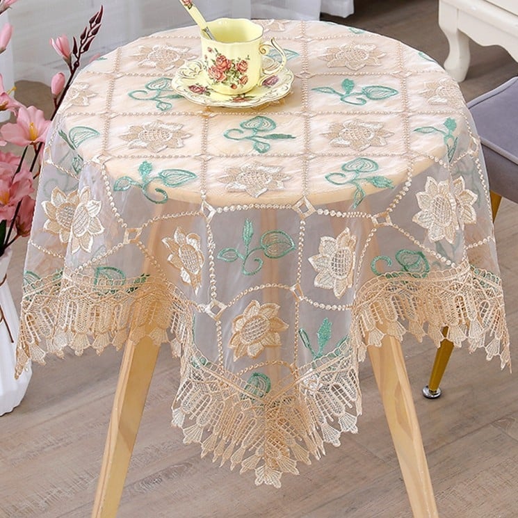 Staltiesė su gėlėtu raštu, apskrito formos, poliesterio audinys, Europos stilius, namų naudojimui