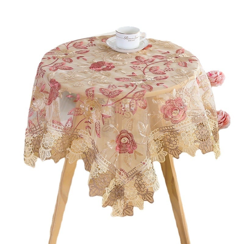 Staltiesė su gėlėtu raštu, apskrito formos, poliesterio audinys, Europos stilius, namų naudojimui