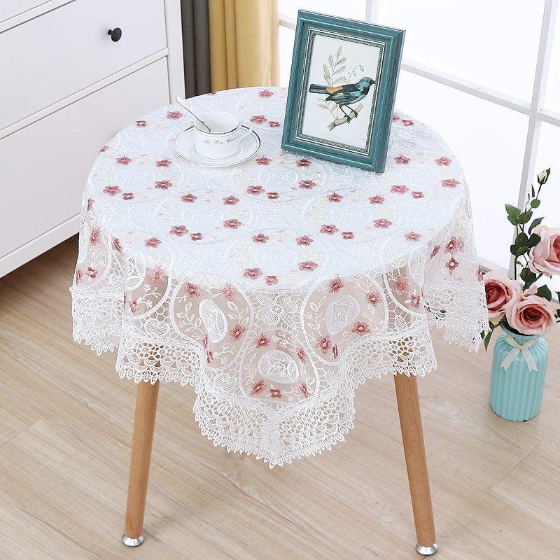 Staltiesė su gėlėtu raštu, apskrito formos, poliesterio audinys, Europos stilius, namų naudojimui