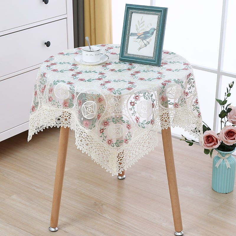 Staltiesė su gėlėtu raštu, apskrito formos, poliesterio audinys, Europos stilius, namų naudojimui