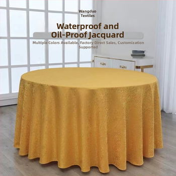 Viešbučio apskrito stalo užvalkalas iš poliesterio, atsparus vandeniui ir aliejui, storas Jacquard audinys