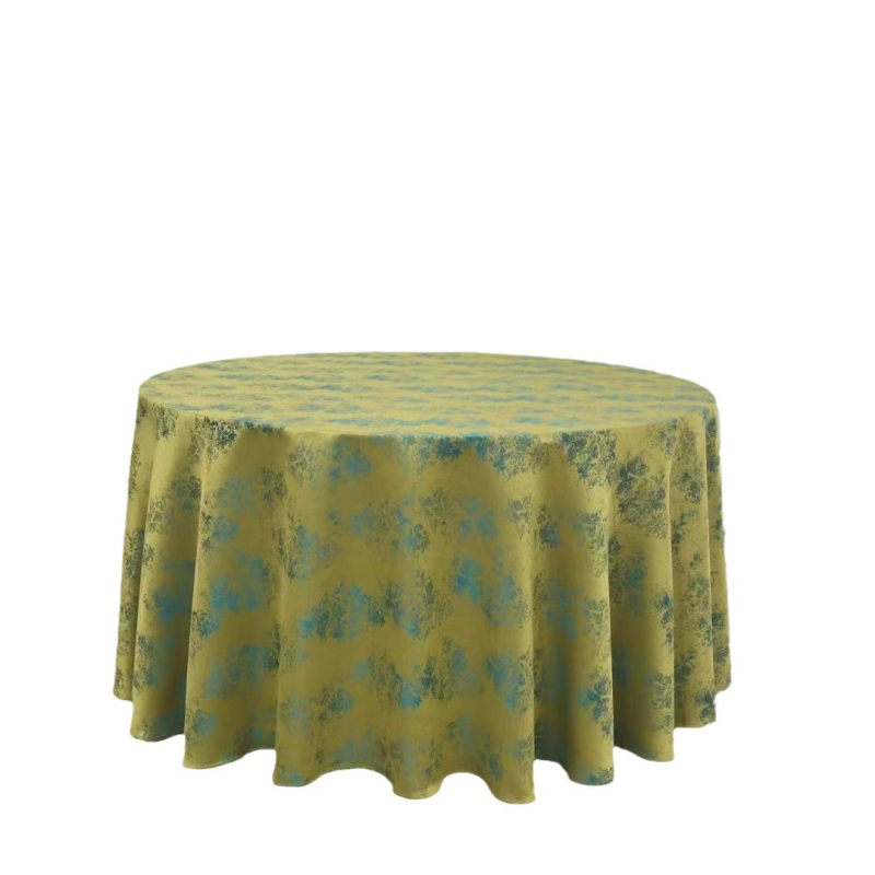 Viešbučio apskrito stalo užvalkalas iš poliesterio, atsparus vandeniui ir aliejui, storas Jacquard audinys