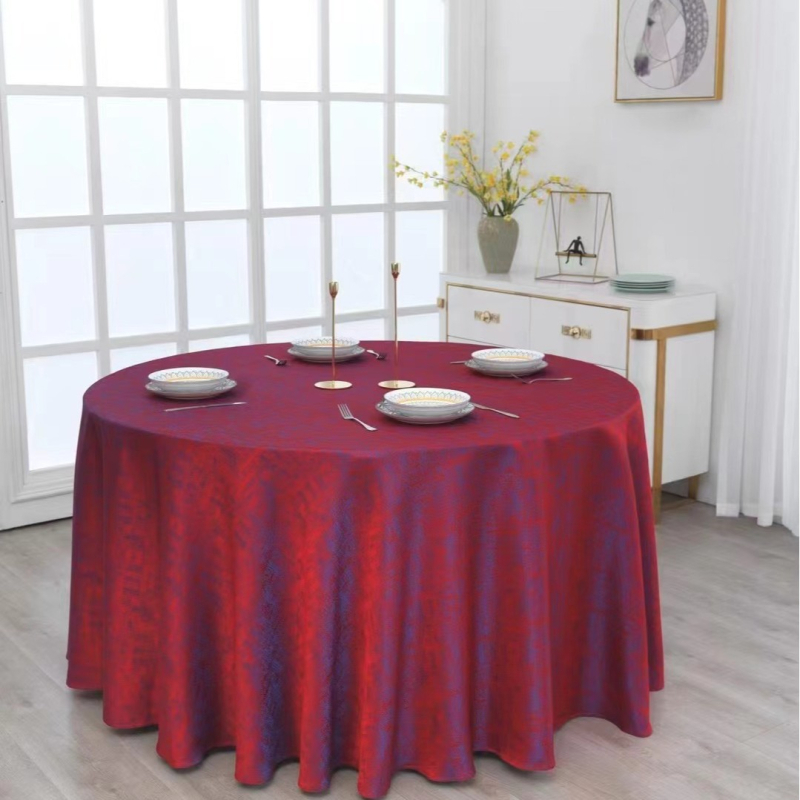 Viešbučio apskrito stalo užvalkalas iš poliesterio, atsparus vandeniui ir aliejui, storas Jacquard audinys