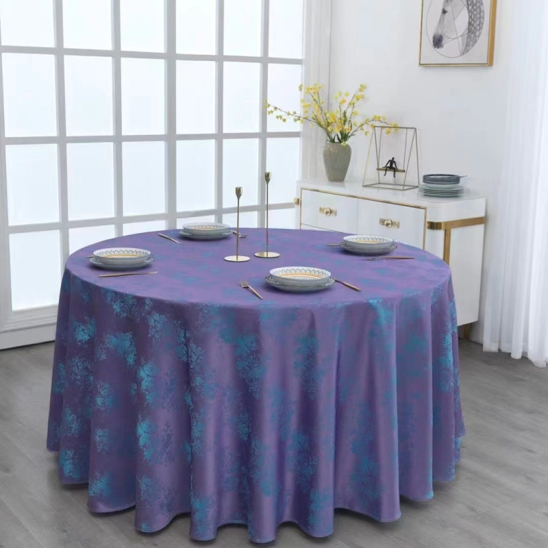 Viešbučio apskrito stalo užvalkalas iš poliesterio, atsparus vandeniui ir aliejui, storas Jacquard audinys