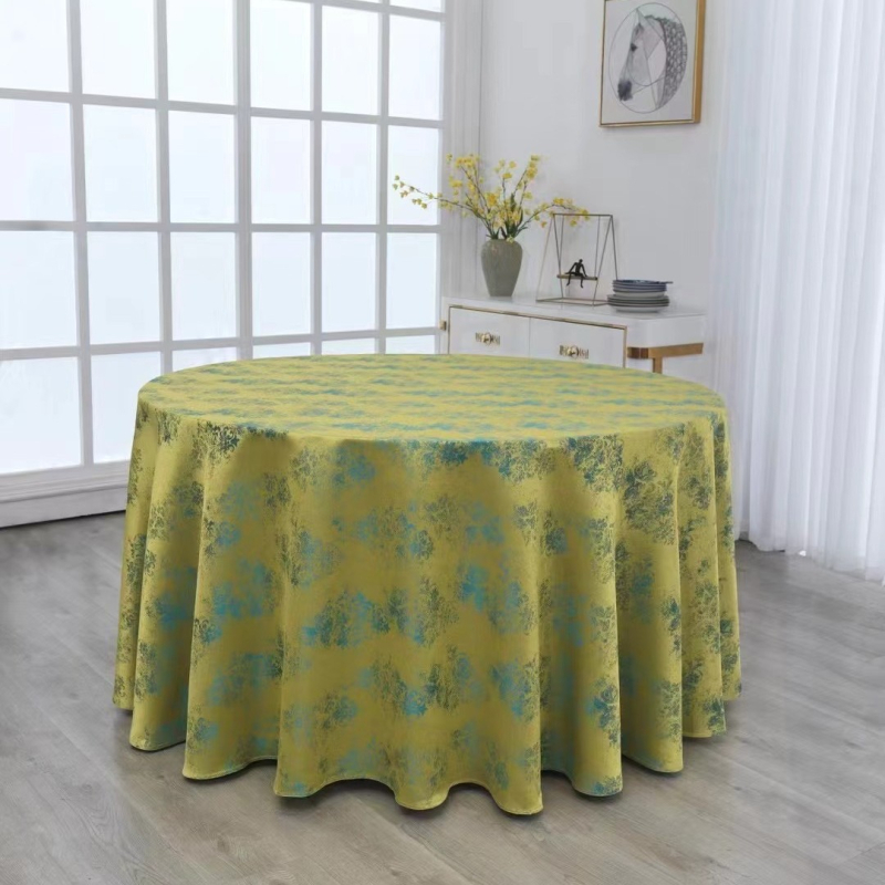 Viešbučio apskrito stalo užvalkalas iš poliesterio, atsparus vandeniui ir aliejui, storas Jacquard audinys