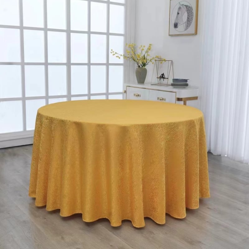 Viešbučio apskrito stalo užvalkalas iš poliesterio, atsparus vandeniui ir aliejui, storas Jacquard audinys