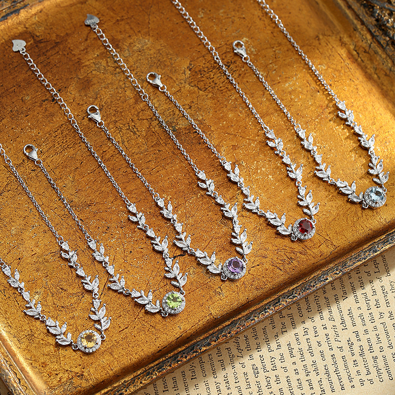 Ametisti kristalli kaelakee, 925 hõbe, sünteetilised kubik-tsirkoonid, kerge luksusstiil, Hui kai bränd