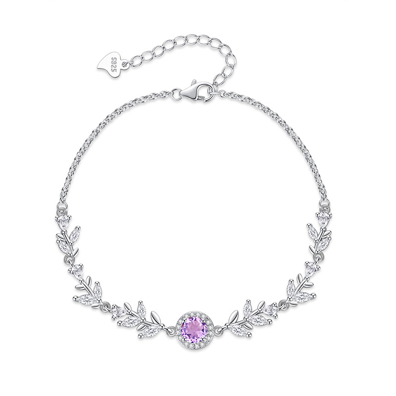 Ametisti kristalli kaelakee, 925 hõbe, sünteetilised kubik-tsirkoonid, kerge luksusstiil, Hui kai bränd