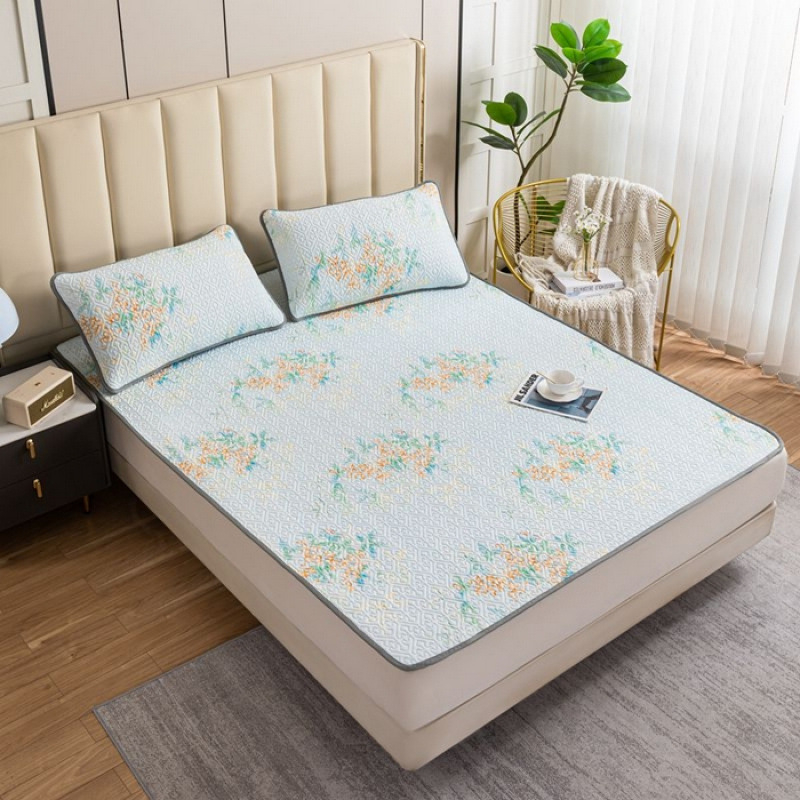 3-daļīgs Mica Ice Silk Lateksa dzesējošais mats komplekts, 90%+ dabīgā latekss, drukātais austs, moderns minimālisma stils, bez pielāgošanas