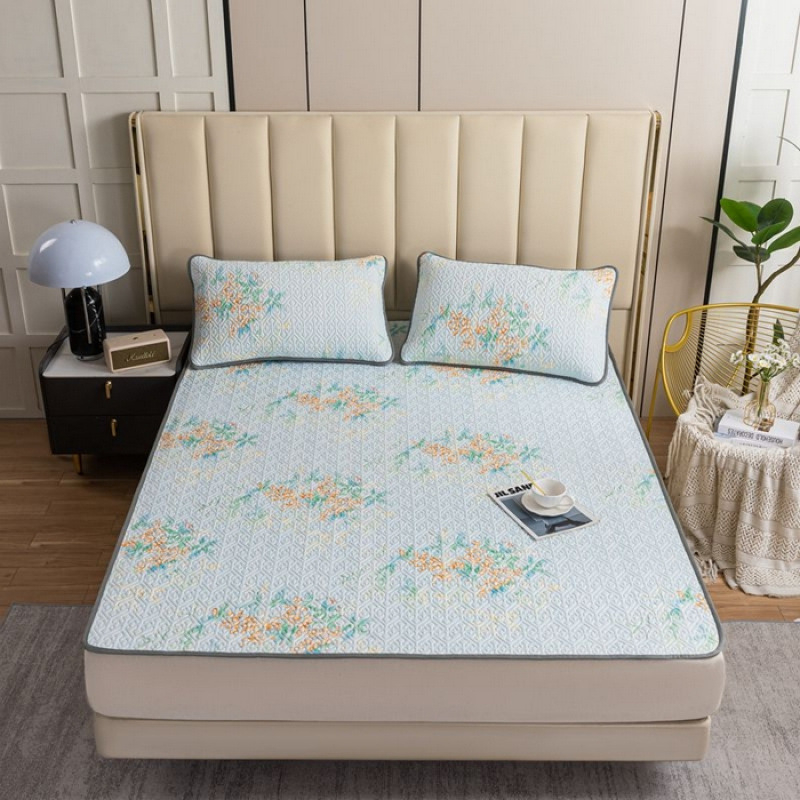 3-daļīgs Mica Ice Silk Lateksa dzesējošais mats komplekts, 90%+ dabīgā latekss, drukātais austs, moderns minimālisma stils, bez pielāgošanas