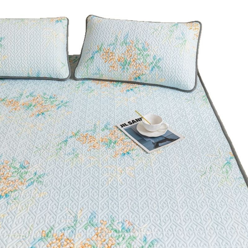 3-daļīgs Mica Ice Silk Lateksa dzesējošais mats komplekts, 90%+ dabīgā latekss, drukātais austs, moderns minimālisma stils, bez pielāgošanas