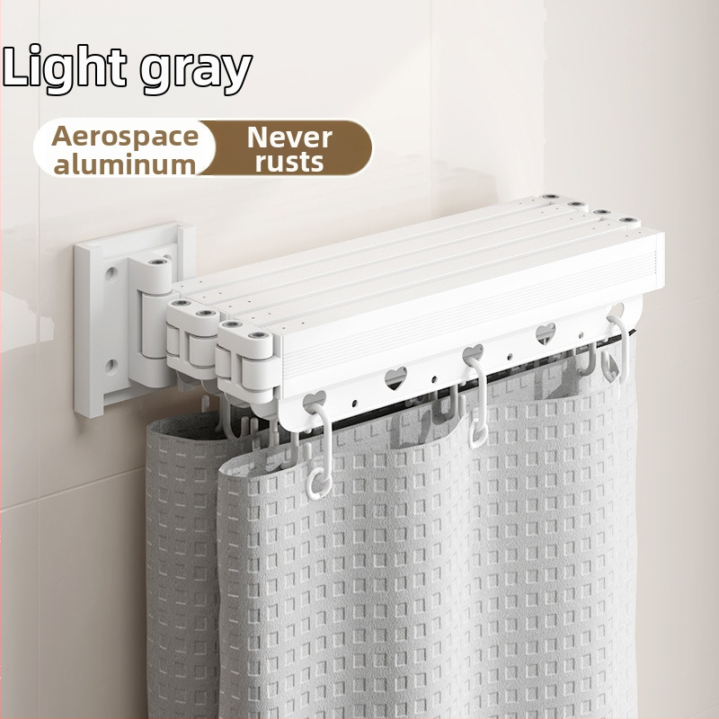 Dušas aizkars ar piesūcekņu stiprinājumiem, saliekams, bez urbumiem, ūdensizturīgs, sausā–mitrā dalīšana – kokvilna un lina, skandināvu stils