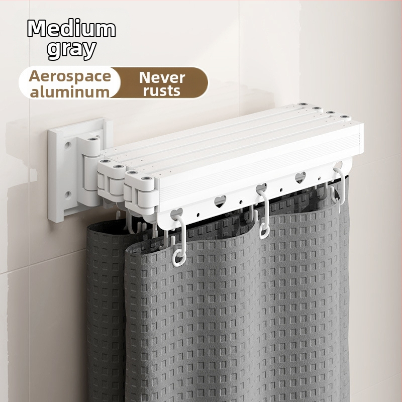 Dušas aizkars ar piesūcekņu stiprinājumiem, saliekams, bez urbumiem, ūdensizturīgs, sausā–mitrā dalīšana – kokvilna un lina, skandināvu stils