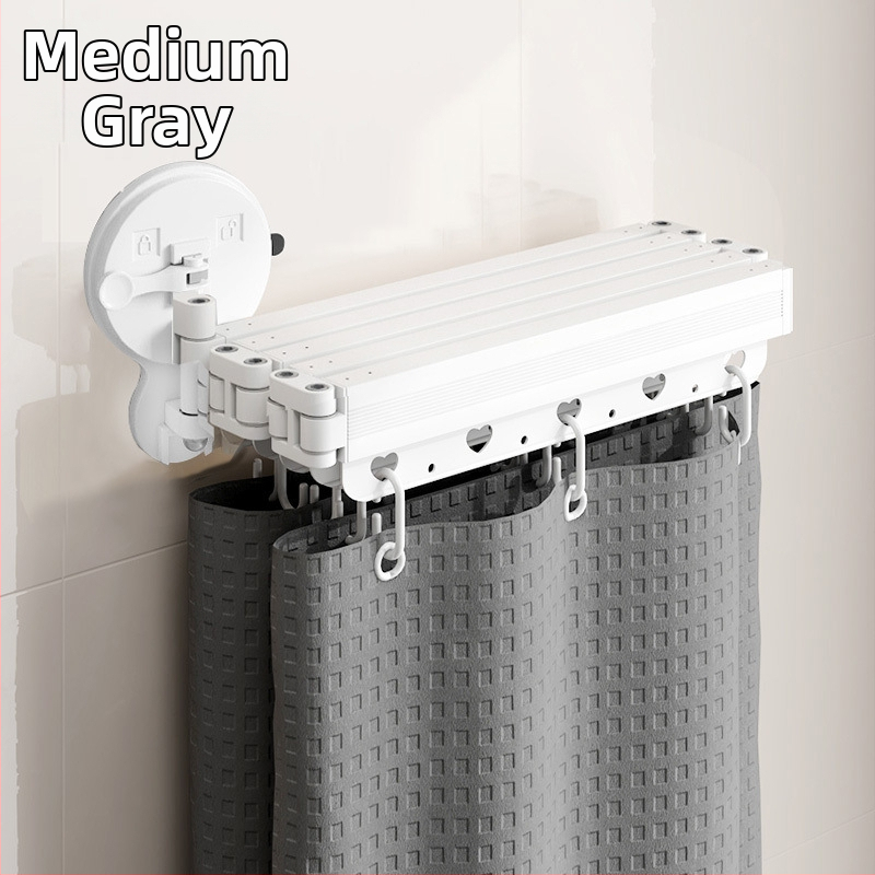 Dušas aizkars ar piesūcekņu stiprinājumiem, saliekams, bez urbumiem, ūdensizturīgs, sausā–mitrā dalīšana – kokvilna un lina, skandināvu stils