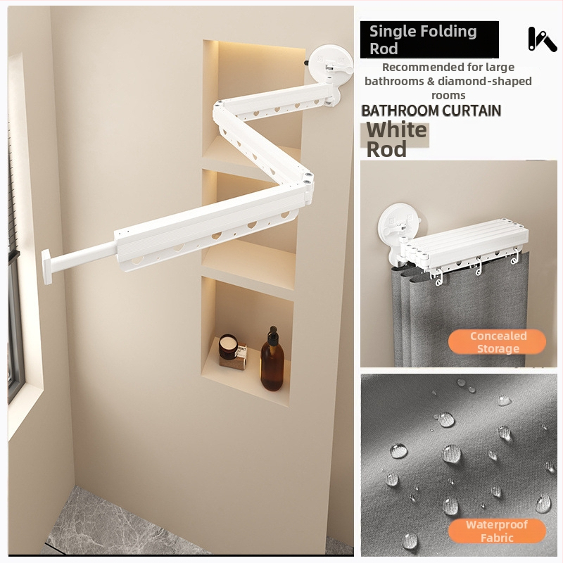 Dušas aizkars ar piesūcekņu stiprinājumiem, saliekams, bez urbumiem, ūdensizturīgs, sausā–mitrā dalīšana – kokvilna un lina, skandināvu stils